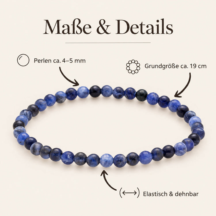 Sodalith Mini-Kugelarmband | 4 mm – Maße & Details