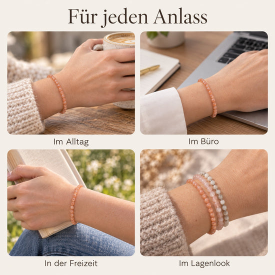Sonnenstein Mini-Kugelarmband | 4 mm – getragen – für jeden Anlass