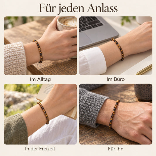 Tigerauge Mini-Kugelarmband | 4 mm – getragen – für jeden Anlass