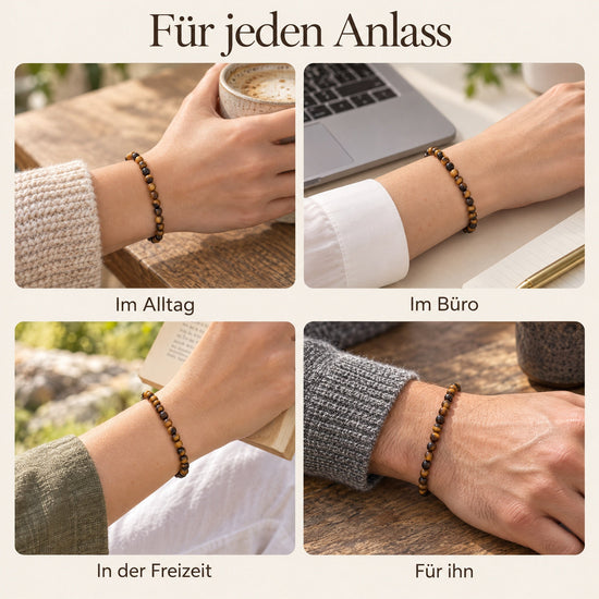 Tigerauge Mini-Kugelarmband | 4 mm – getragen – für jeden Anlass