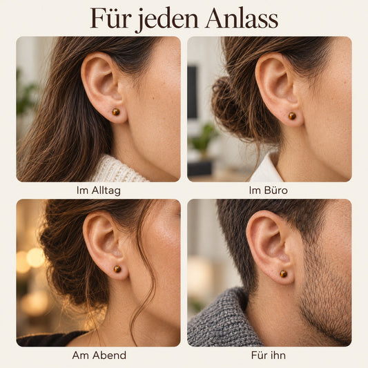 Tigerauge Ohrstecker 6 mm | 925er Silber – getragen – für jeden Anlass