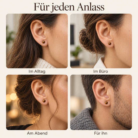 Tigerauge Ohrstecker 6 mm | 925er Silber – getragen – für jeden Anlass