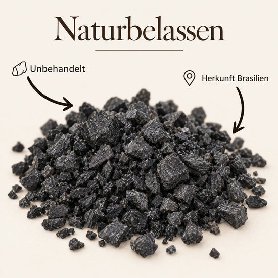 Schwarzer Turmalin Granulat, naturbelassen, Herkunft Brasilien