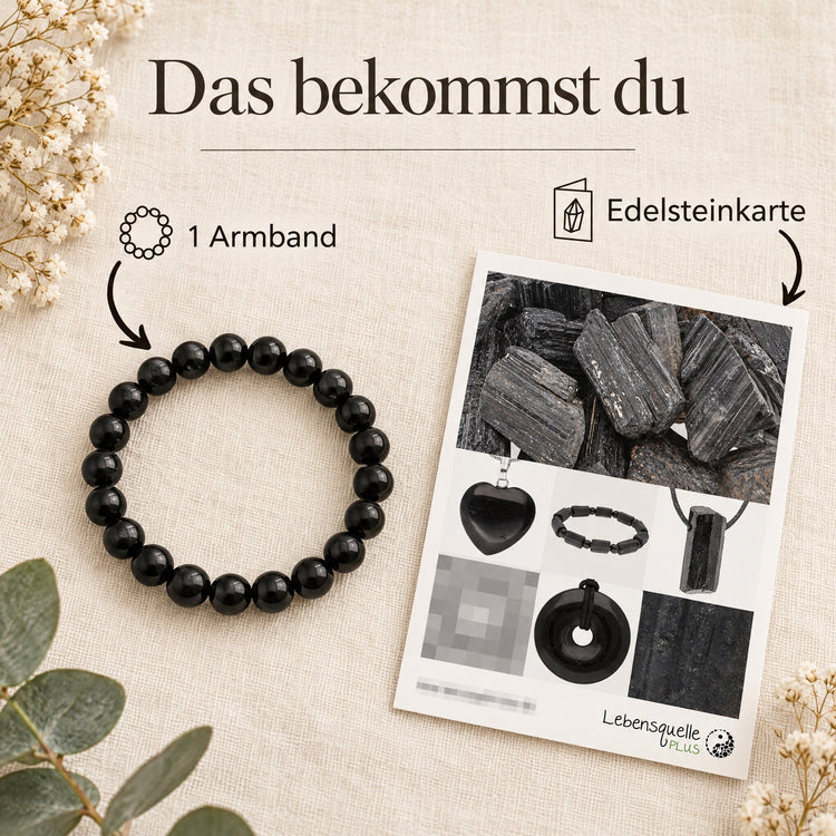 Turmalin, schwarz (Schörl) Kugelarmband | 8 mm – Lieferumfang