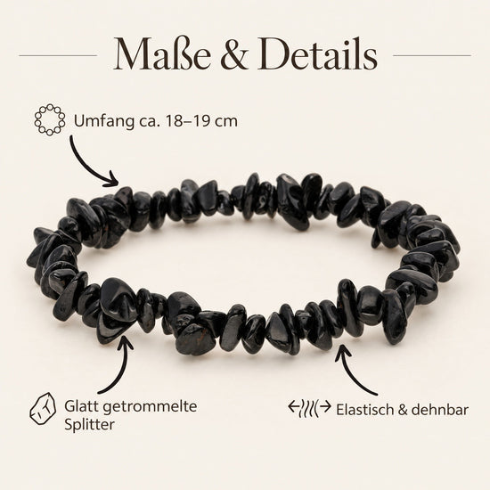 Turmalin, schwarz (Schörl) Splitterarmband – Maße & Details