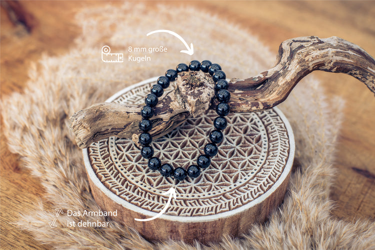 Turmalin, schwarz (Schörl) Kugelarmband | 8 mm