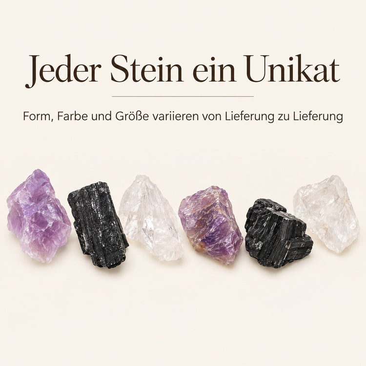 Wassersteine „Schutz" Mischung | Schörl + Amethyst + Bergkristall – jeder Stein ein Unikat