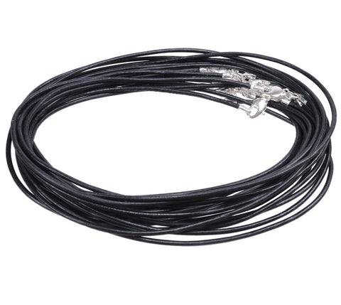 Lederband mit Karabinerverschluss 50 cm, schwarz