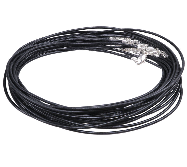 Lederband mit Karabinerverschluss 50 cm, schwarz