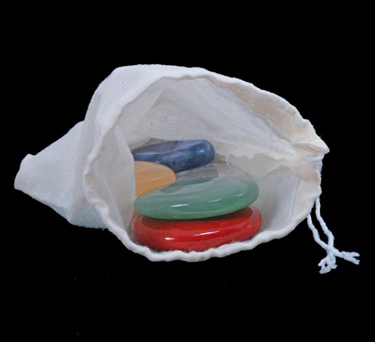 Chakra Steine-Set | 7 Scheibensteine im Baumwollbeutel