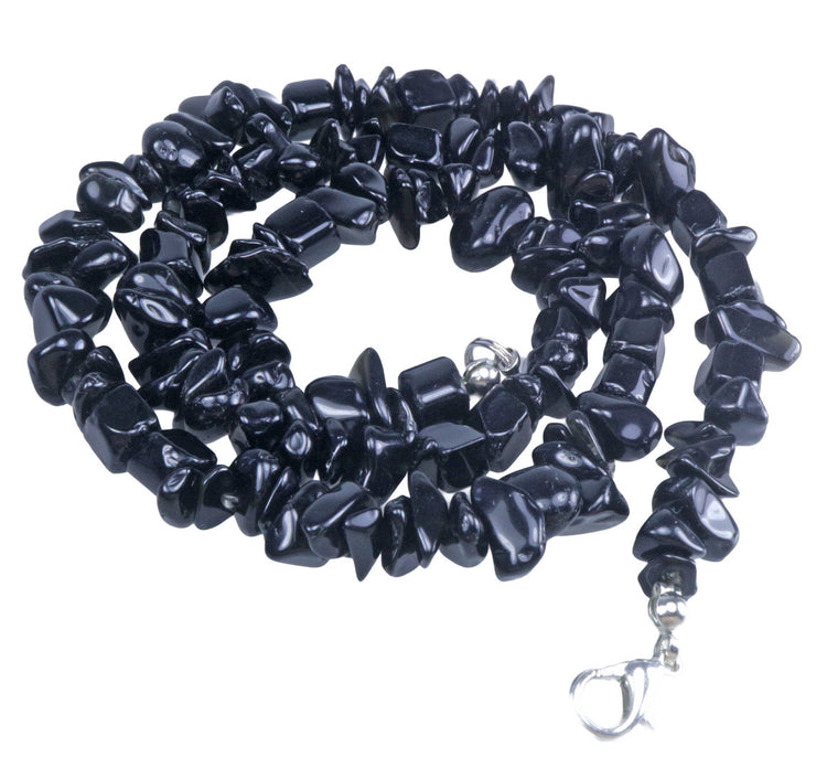 Obsidian, schwarz Splitterkette | 45 cm + Verschluss
