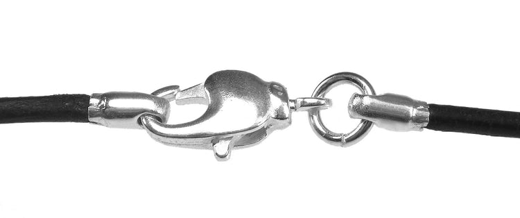 Lederband mit Karabinerverschluss 50 cm, schwarz