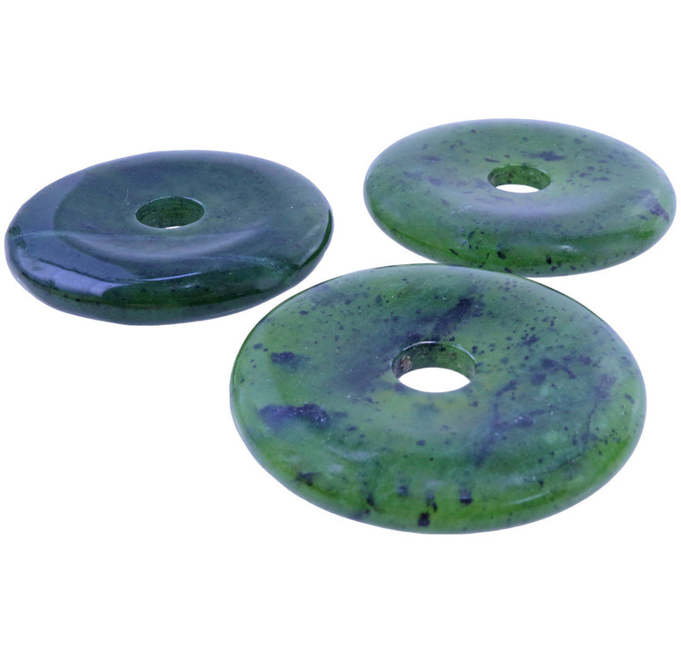 Jade (Nephrit) Donut | 40 mm Anhänger + Baumwollband