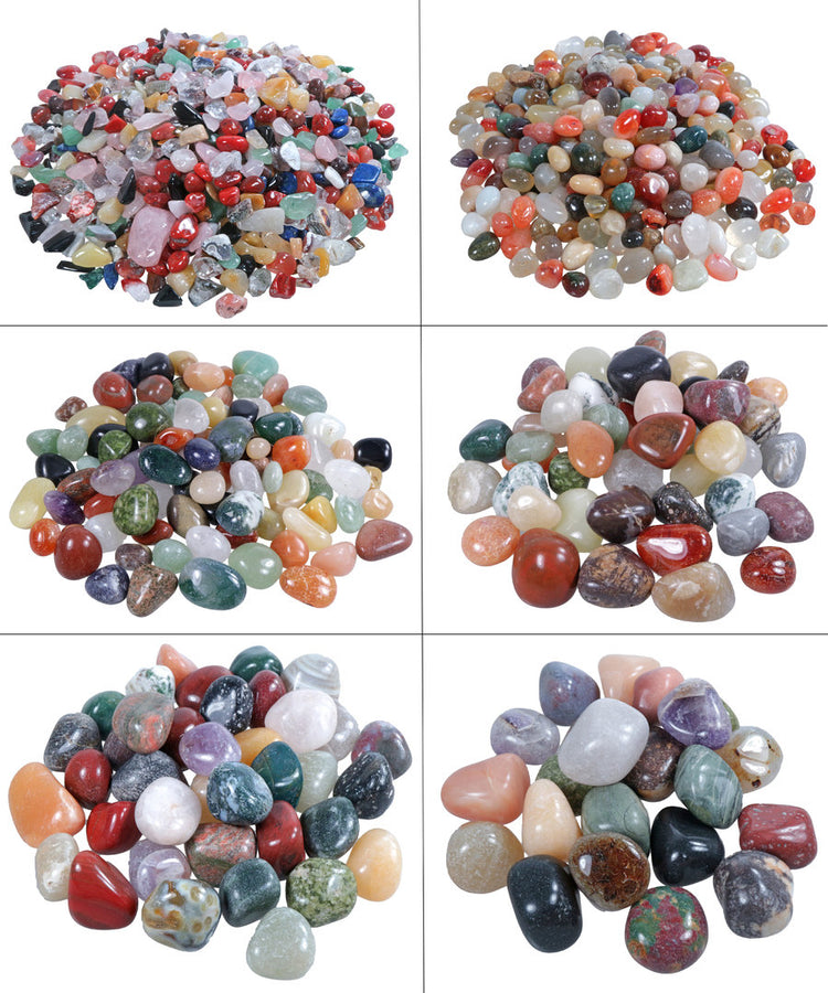 Edelstein Set In Schatzkiste | Bunter Trommelstein Mix Für Kinder | Praktisch Mit Holztruhe Für Schatzsuche | Echte Edelsteine Lebensquelle Plus ((M (1-2 Cm - Ca. 60 Steine), 1